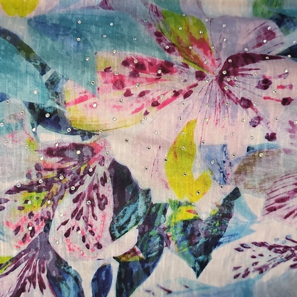 NWOT Time and Tru Sleeveless Floral Top Lace Beading Large - Picture 11 of 13